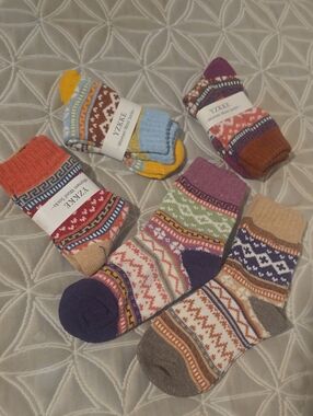 5 Pairs Multicolor Patterned Men’s Wool Blend Socks - Pack
